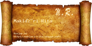 Maklári Rita névjegykártya